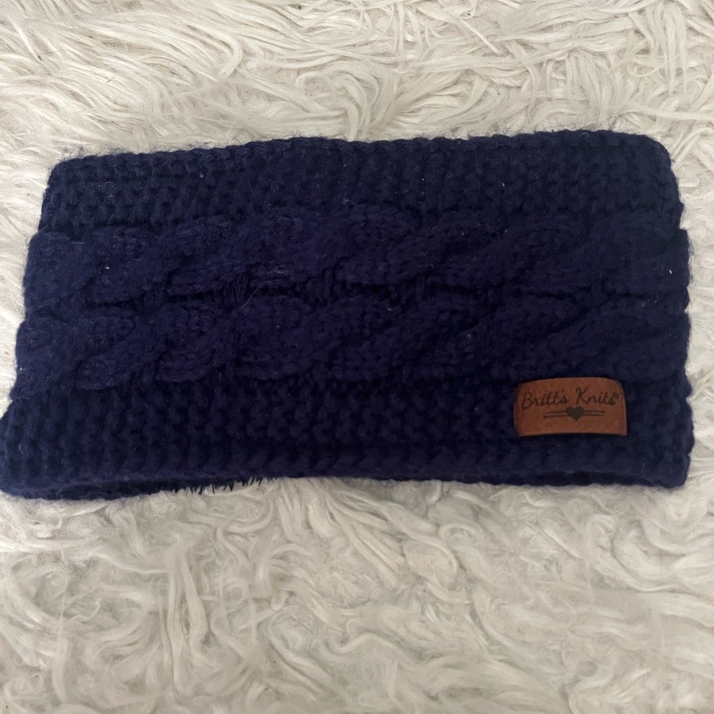 Britt’s Knits Navy Cable Knit Headwarmer